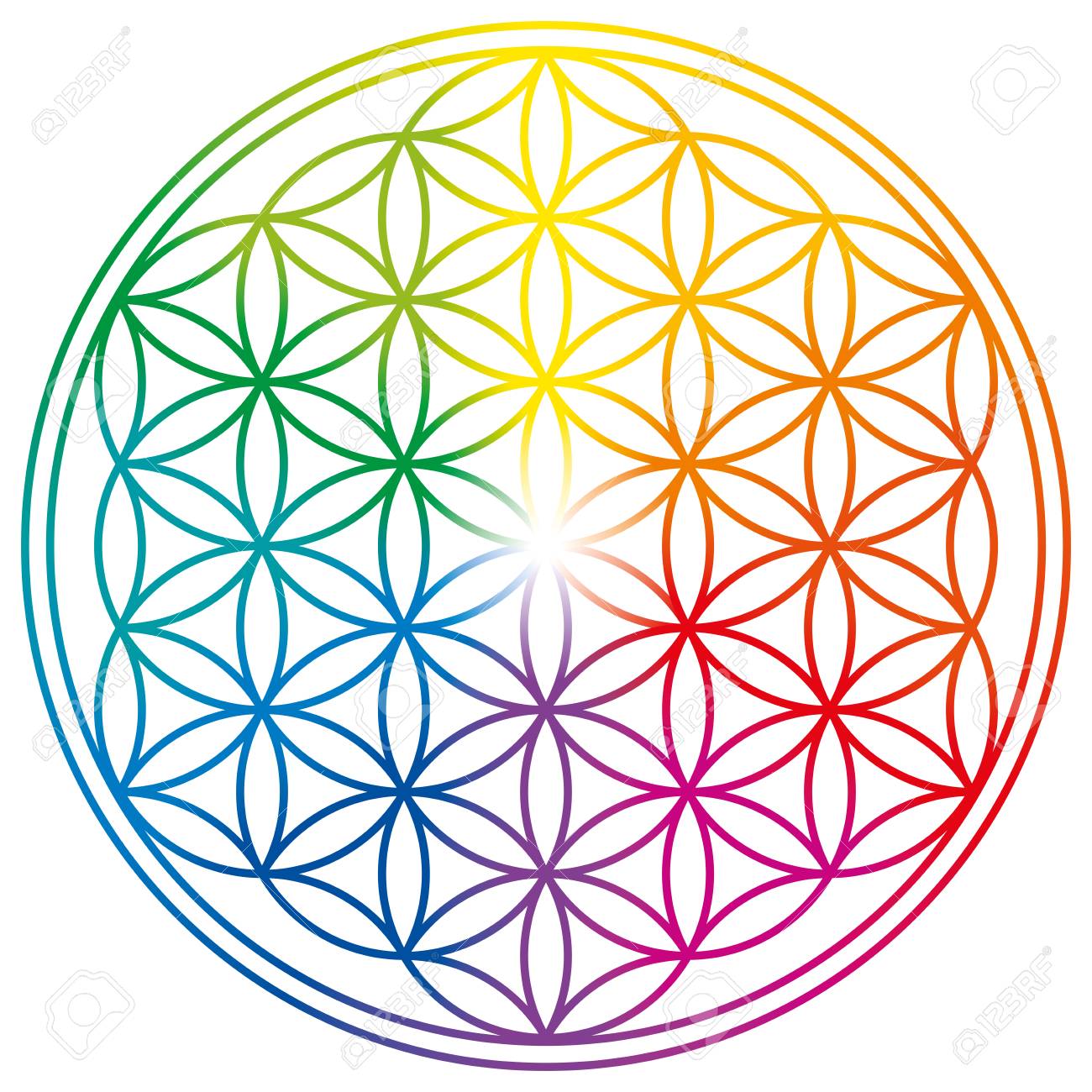 Flower of Life with rainbow gradients